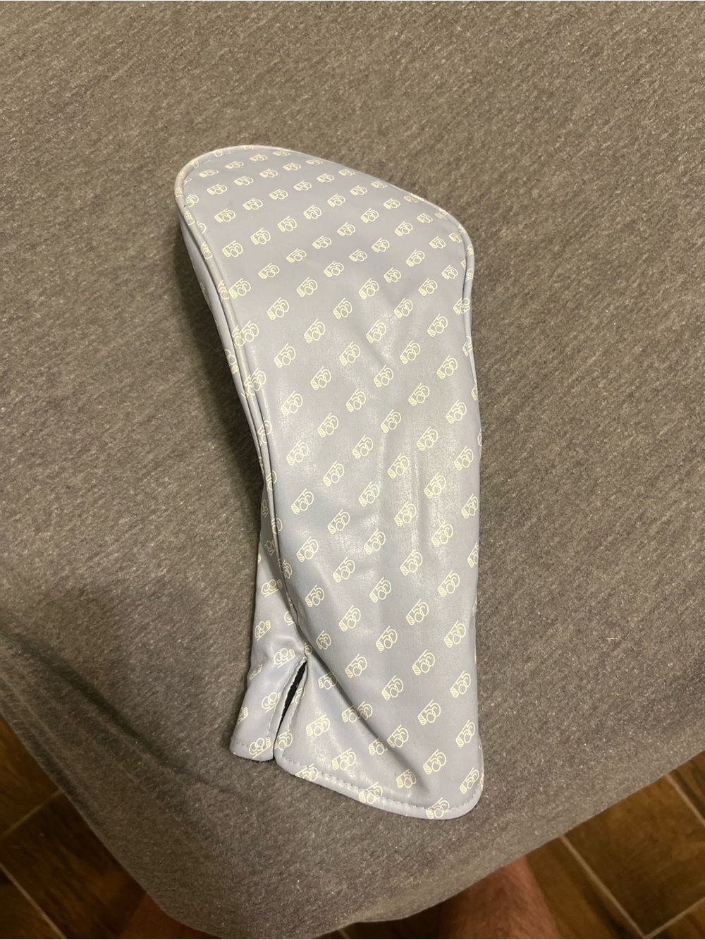 Light Blue Monogram Golf Club Headcover with Cream Logos